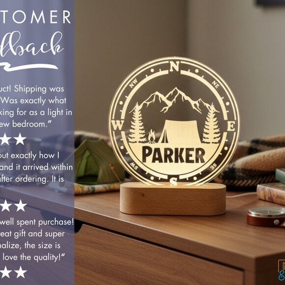 Mountain LED Name Light | Custom Nature-Inspired Room Decor for Kids - Picture 7 of 8